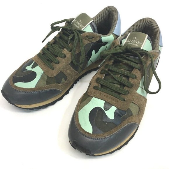 VALENTINO GARAVANI Lock runner Camouflage studs Sneakers Multicolore - Picture 1 of 9